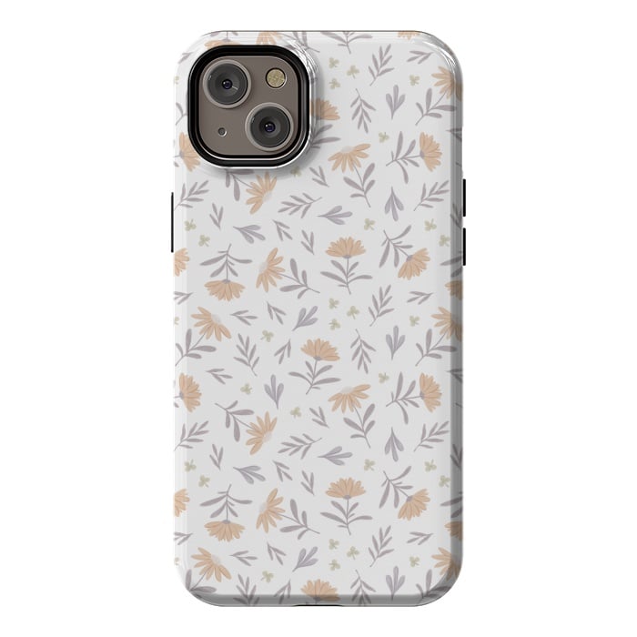 iPhone 14 Plus StrongFit Beige flowers on a white by Alena Ganzhela