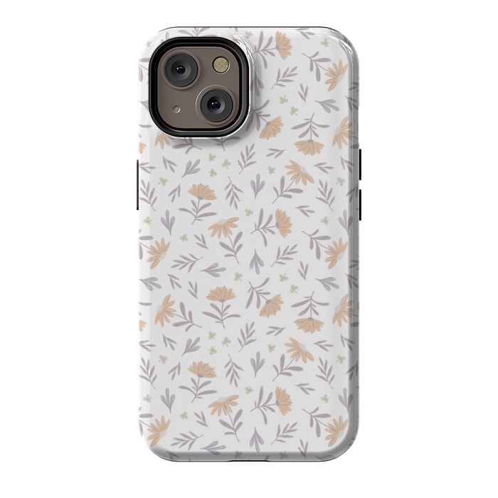 iPhone 14 StrongFit Beige flowers on a white by Alena Ganzhela