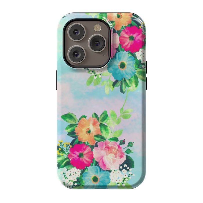 iPhone 14 Pro StrongFit Girly Vintage Roses Floral Watercolor Paint by InovArts