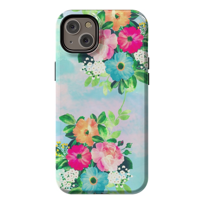 iPhone 14 Plus StrongFit Girly Vintage Roses Floral Watercolor Paint by InovArts