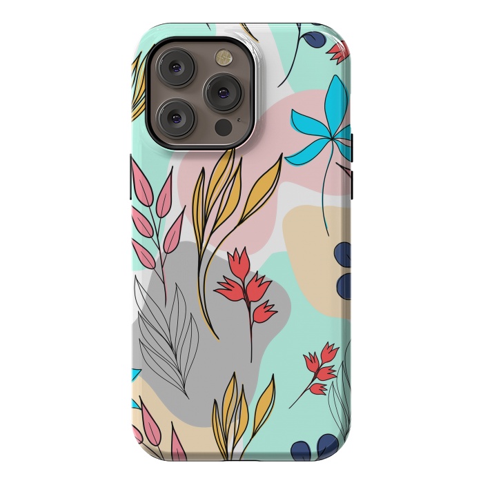 iPhone 14 Pro max StrongFit Trendy colorful leaves hand drawn cute illustration by InovArts