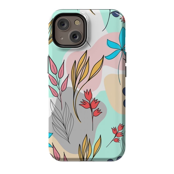 iPhone 14 StrongFit Trendy colorful leaves hand drawn cute illustration by InovArts