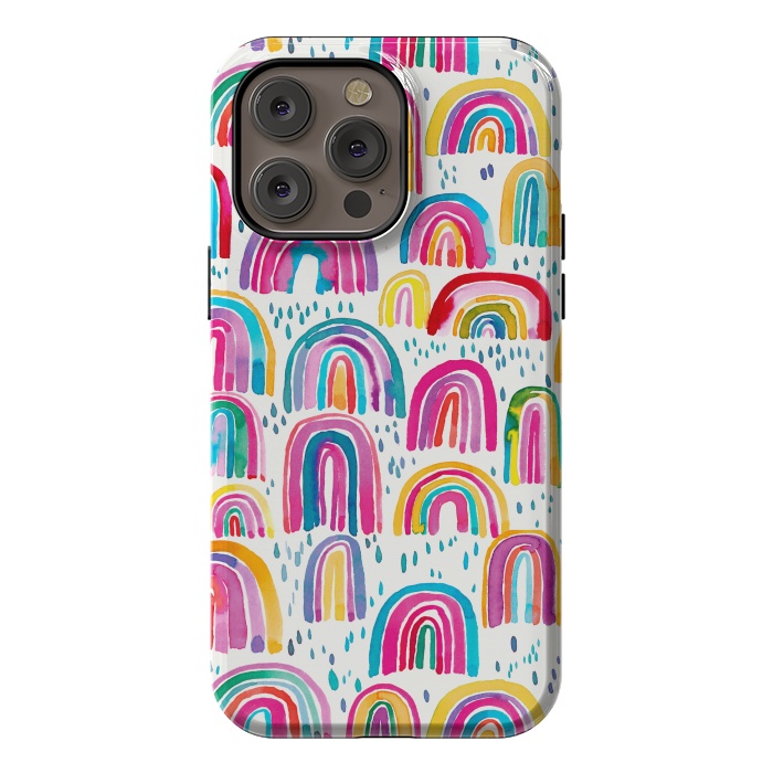 iPhone 14 Pro max StrongFit Cute Watercolor Rainbows by Ninola Design