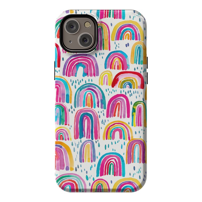 iPhone 14 Plus StrongFit Cute Watercolor Rainbows by Ninola Design