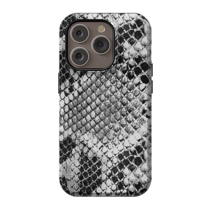 iPhone 14 Pro StrongFit Black and grey grungy snake skin pattern by Oana 