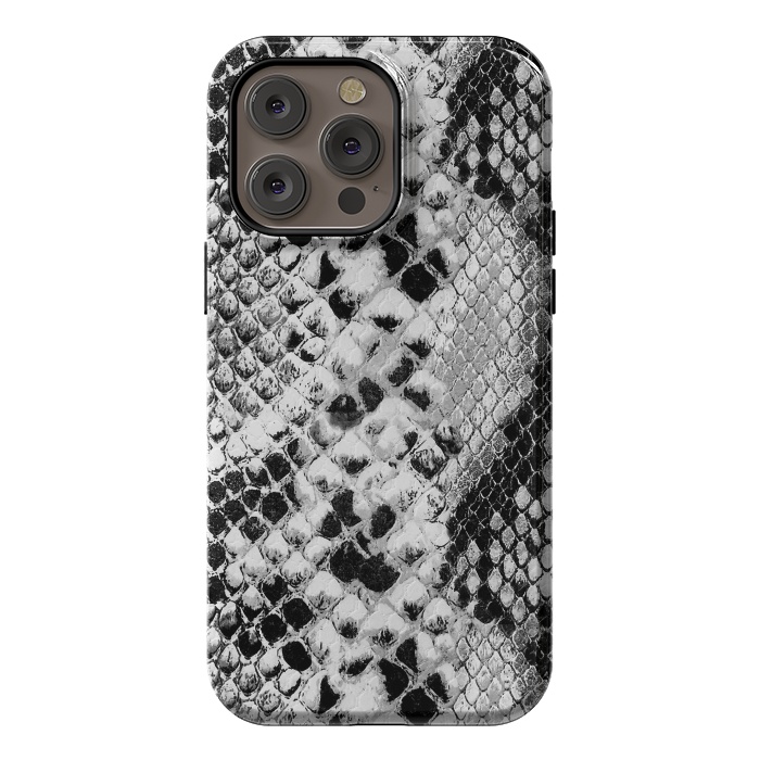 iPhone 14 Pro max StrongFit Black and grey grungy snake skin pattern by Oana 