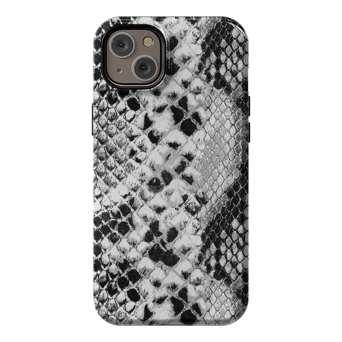 iPhone 14 Plus StrongFit Black and grey grungy snake skin pattern by Oana 