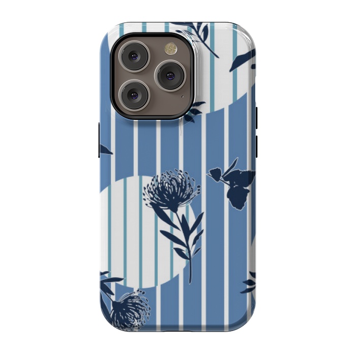 iPhone 14 Pro StrongFit STRIPES TROPICAL BLUE PATTERN by MALLIKA