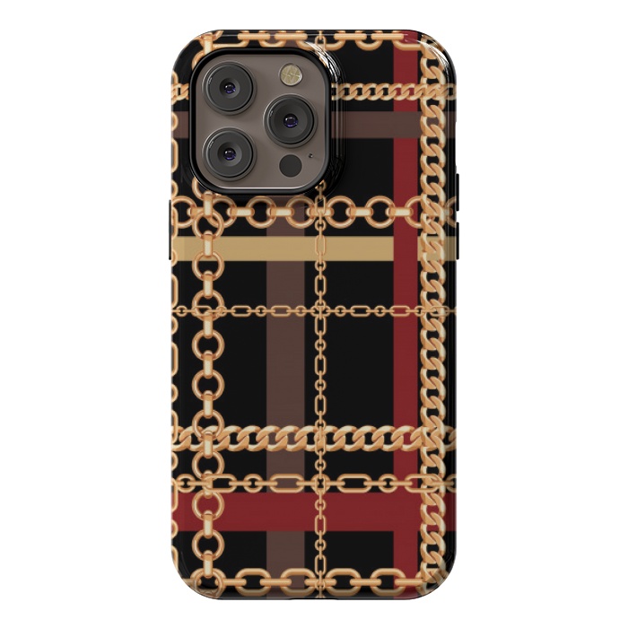 iPhone 14 Pro max StrongFit Golden chains red black by MALLIKA