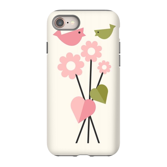 iPhone 8 StrongFit Flowers & Birds by ArtPrInk