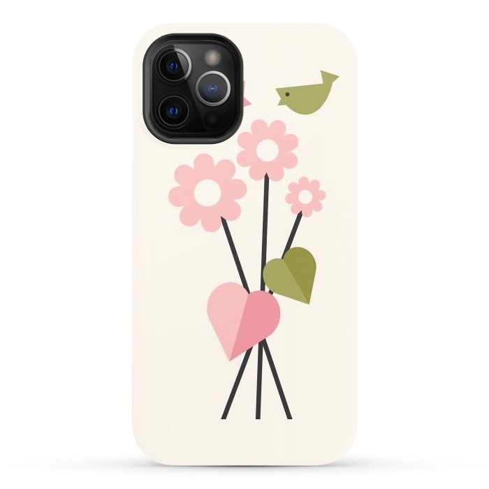 iPhone 12 Pro StrongFit Flowers & Birds by ArtPrInk
