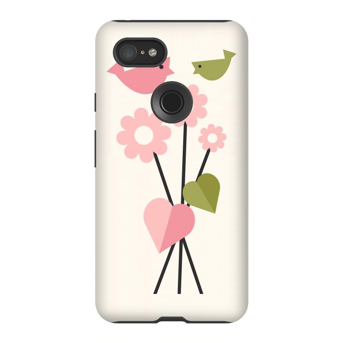 Pixel 3XL StrongFit Flowers & Birds by ArtPrInk