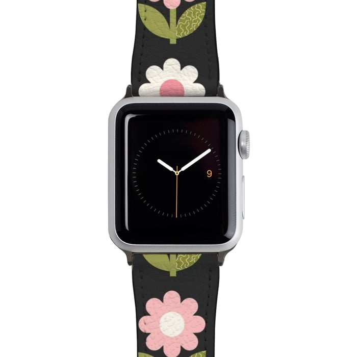 Watch 42mm / 44mm Strap PU leather Spring Floral by ArtPrInk