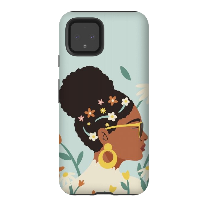 Pixel 4 StrongFit Spring Afro Girl by ArtPrInk