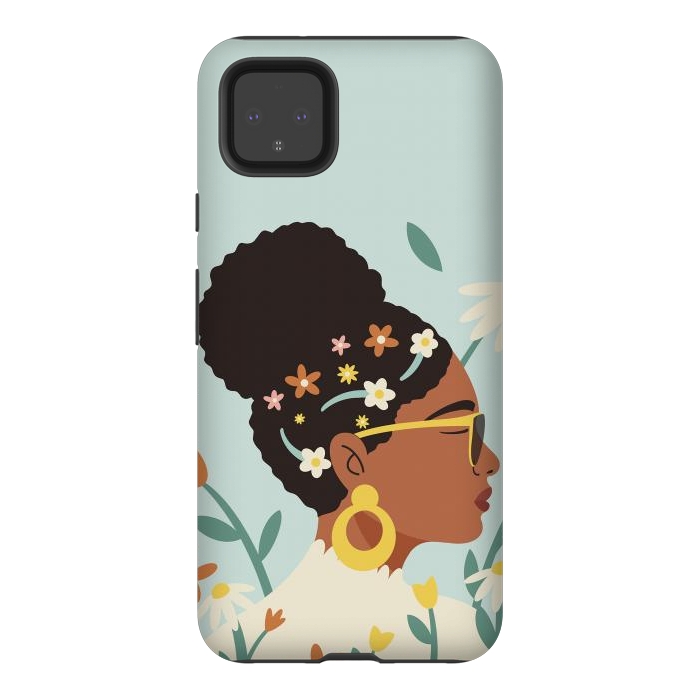 Pixel 4XL StrongFit Spring Afro Girl by ArtPrInk