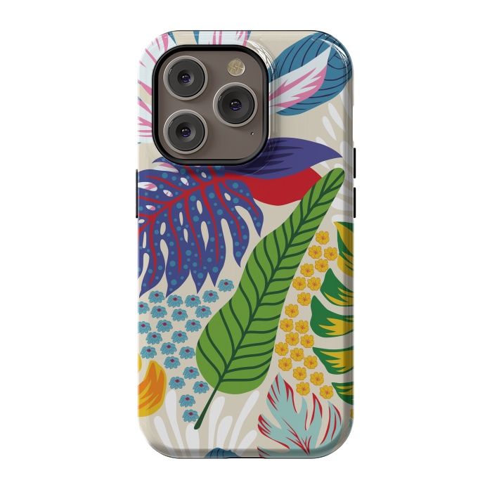 iPhone 14 Pro StrongFit Abstract Color Tropical Leaves by ArtsCase