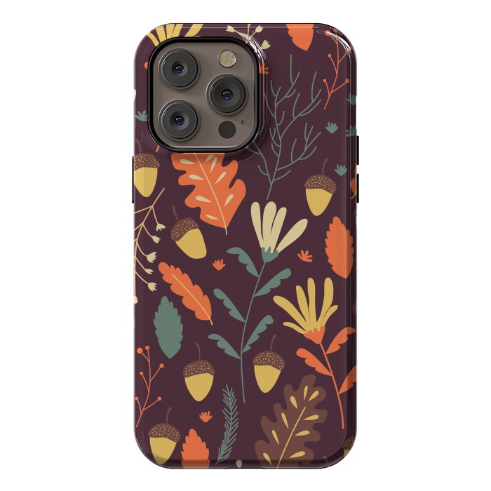 iPhone 14 Pro max StrongFit Autumn Pattern With Red and Orange Leaves by ArtsCase