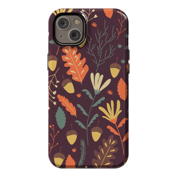 iPhone 14 Plus StrongFit Autumn Pattern With Red and Orange Leaves by ArtsCase