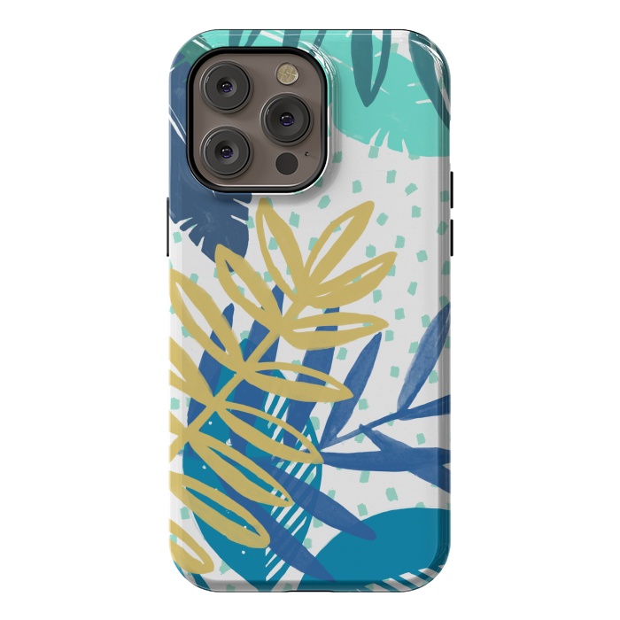 iPhone 14 Pro max StrongFit Spotted modern tropical leaves by Oana 