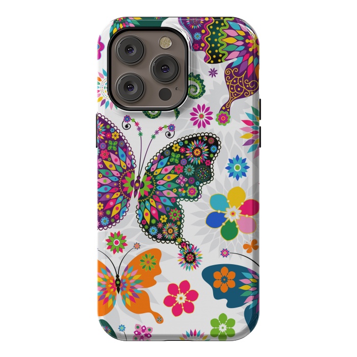 iPhone 14 Pro max StrongFit Cute Butterflies and Flowers in Different Colors by ArtsCase