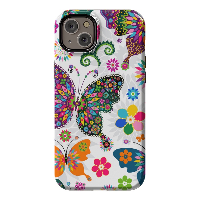 iPhone 14 Plus StrongFit Cute Butterflies and Flowers in Different Colors by ArtsCase