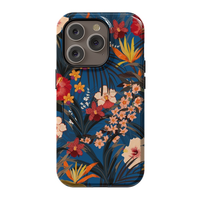 iPhone 14 Pro StrongFit Fashionable Tropical Environment with Deep Jungle Plants by ArtsCase