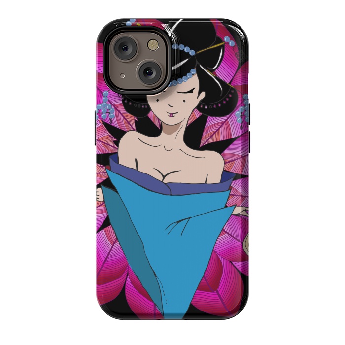 iPhone 14 StrongFit Geisha Girl with Lantern on Leaves by ArtsCase