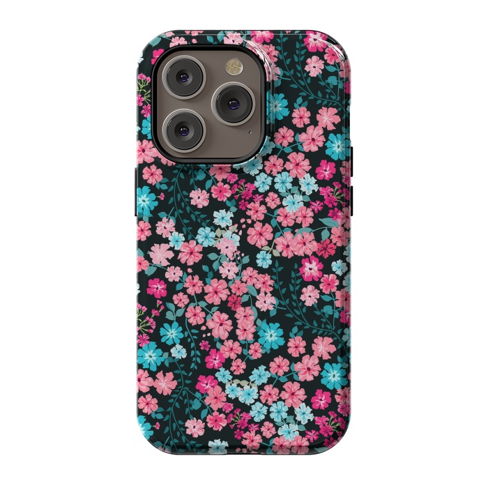 iPhone 14 Pro StrongFit Gorgeous Bright Pattern in Small Garden Flowers by ArtsCase