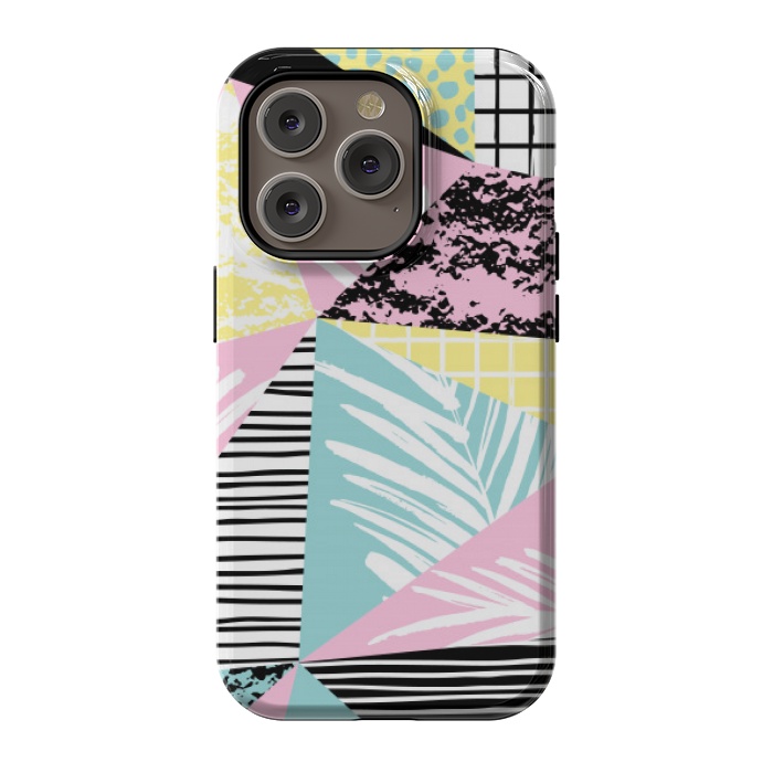 iPhone 14 Pro StrongFit tropical abstract pink pattern by MALLIKA