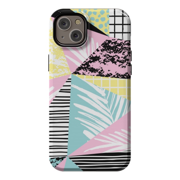iPhone 14 Plus StrongFit tropical abstract pink pattern by MALLIKA