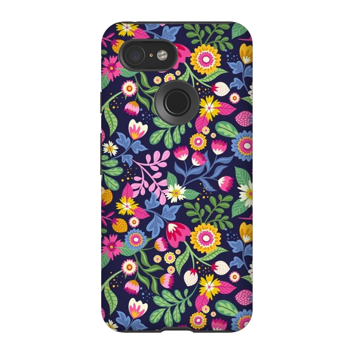 Pixel 3 StrongFit Bright Flowers Colors by ArtsCase