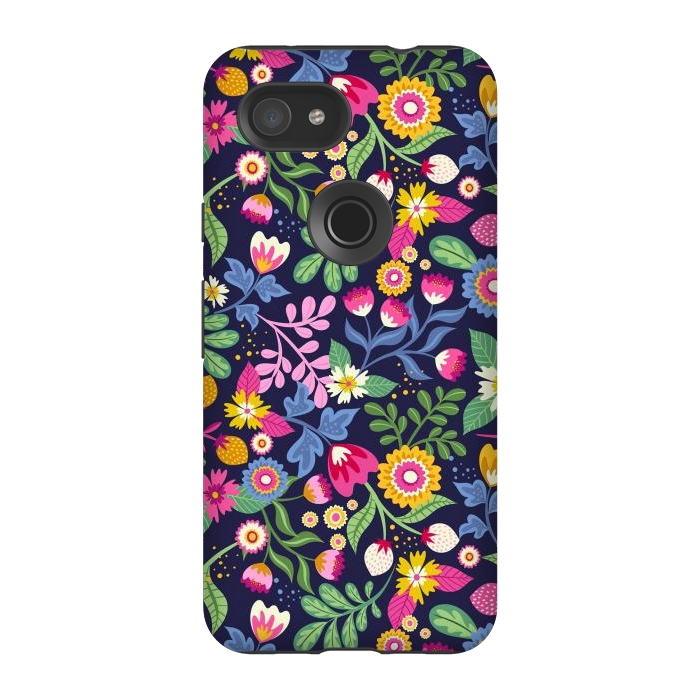 Pixel 3A StrongFit Bright Flowers Colors by ArtsCase