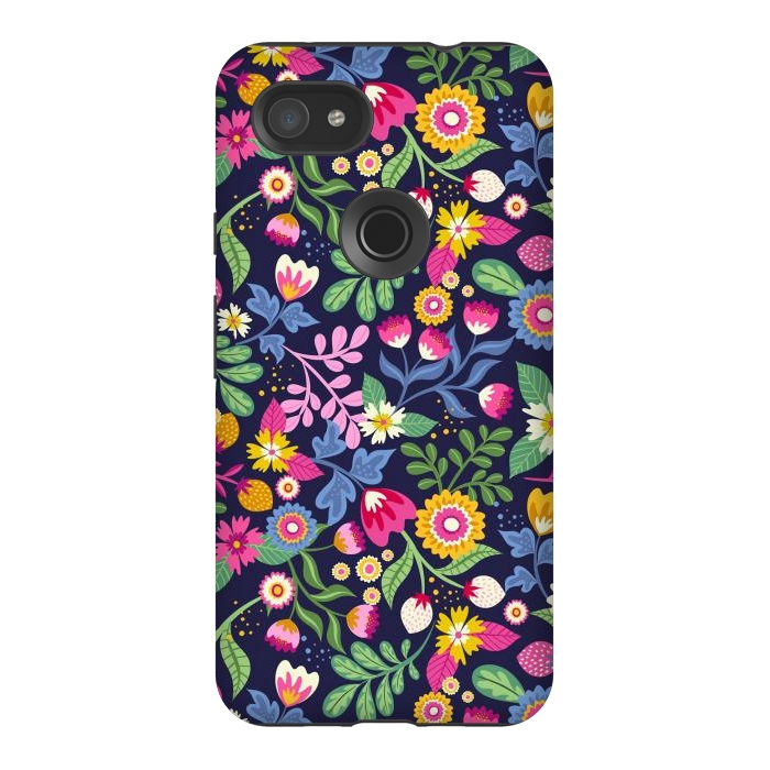 Pixel 3AXL StrongFit Bright Flowers Colors by ArtsCase