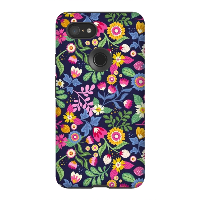 Pixel 3XL StrongFit Bright Flowers Colors by ArtsCase