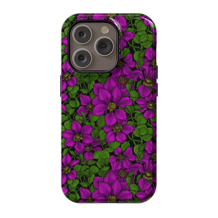 iPhone 14 Pro StrongFit Pink Clematis vine by Katerina Kirilova