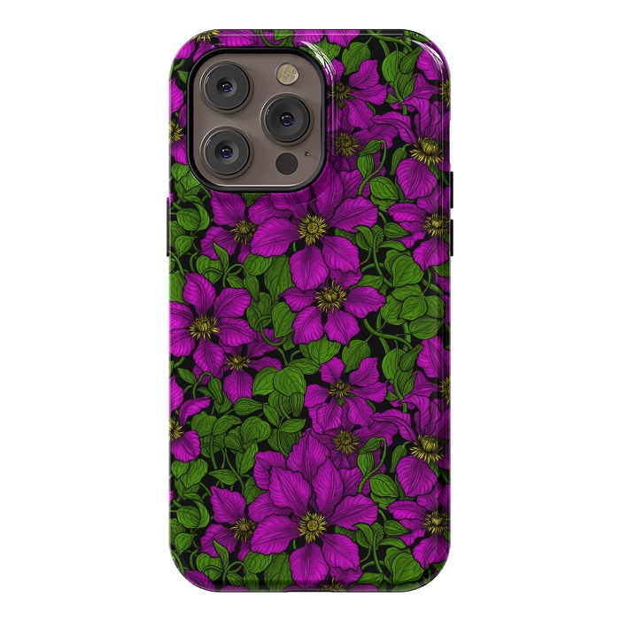 iPhone 14 Pro max StrongFit Pink Clematis vine by Katerina Kirilova