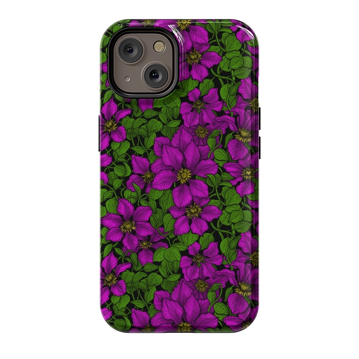 iPhone 14 StrongFit Pink Clematis vine by Katerina Kirilova
