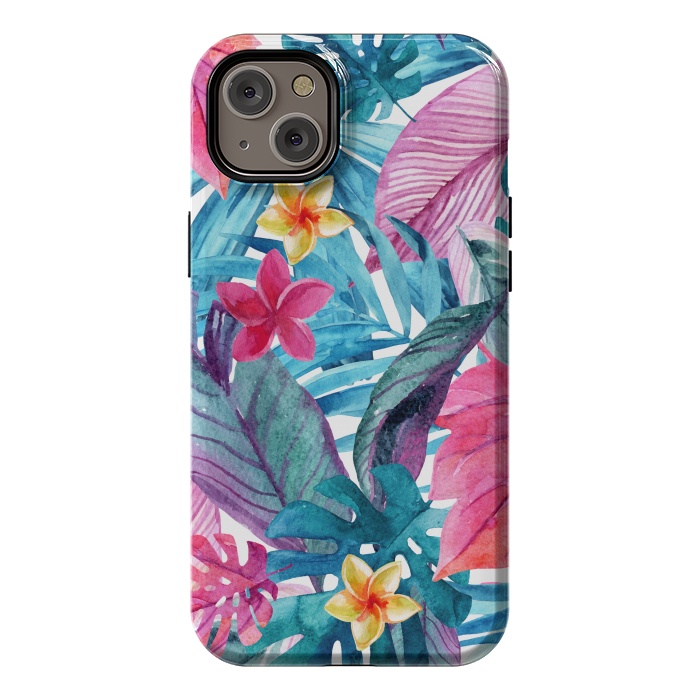 iPhone 14 Plus StrongFit Exotic Leaves and Flower Background by ArtsCase