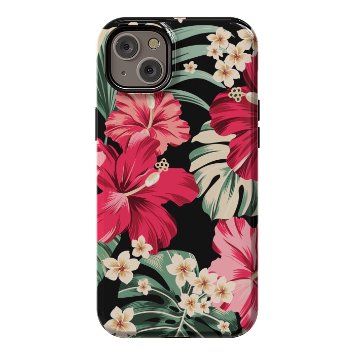 iPhone 14 Plus StrongFit Exotic Tropical Hawaiian Hibiscus Flowers and Palms by ArtsCase