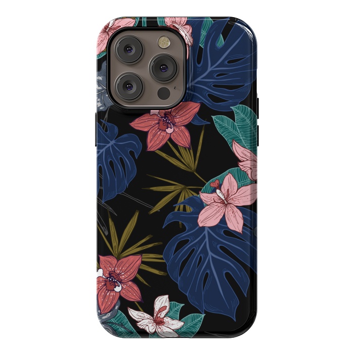 iPhone 14 Pro max StrongFit Tropical Plants, Flowers and Leaves Seamless Pattern 12 by ArtsCase