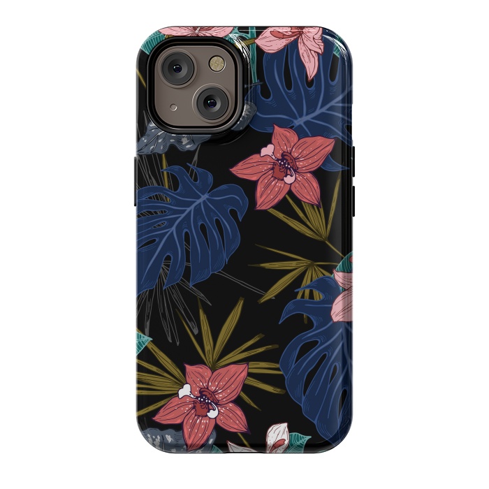 iPhone 14 StrongFit Tropical Plants, Flowers and Leaves Seamless Pattern 12 by ArtsCase