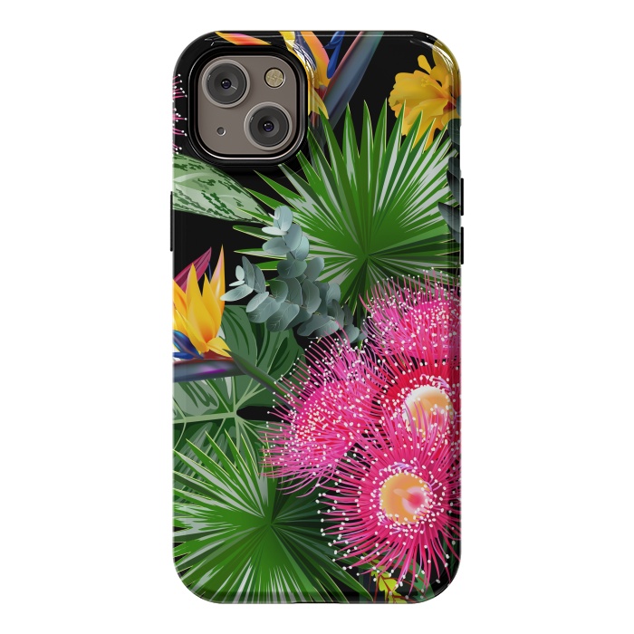 iPhone 14 Plus StrongFit Tropical Flowers and Leaves, Seamless Pattern by ArtsCase