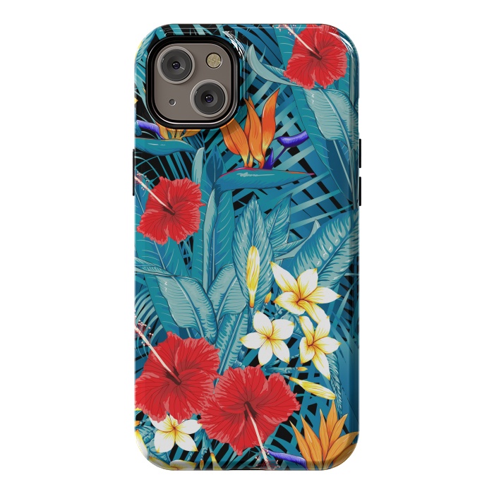 iPhone 14 Plus StrongFit Tropical Flowers Hibiscus Frangipani Heliconias by ArtsCase
