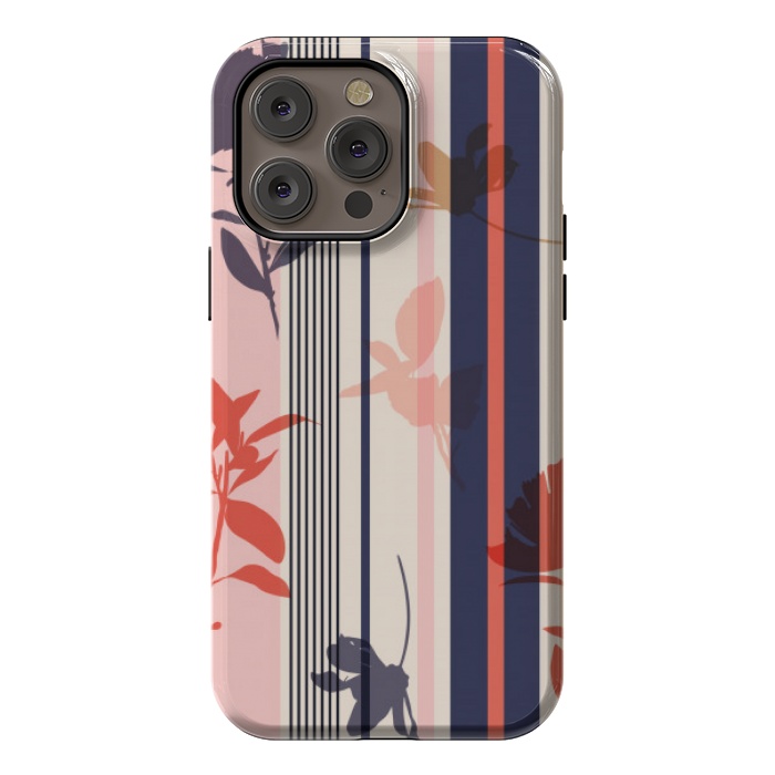 iPhone 14 Pro max StrongFit stripes leaf floral pattern by MALLIKA