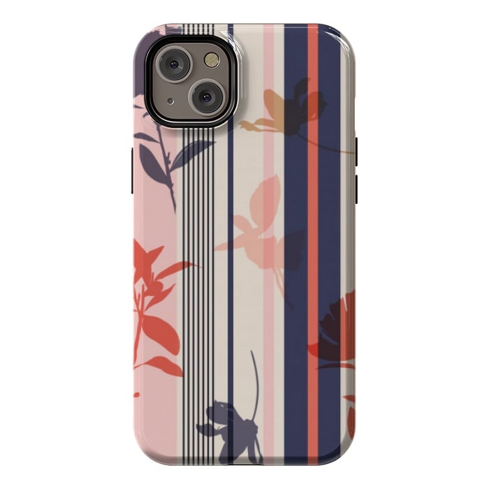 iPhone 14 Plus StrongFit stripes leaf floral pattern by MALLIKA