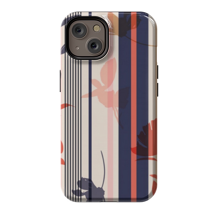 iPhone 14 StrongFit stripes leaf floral pattern by MALLIKA