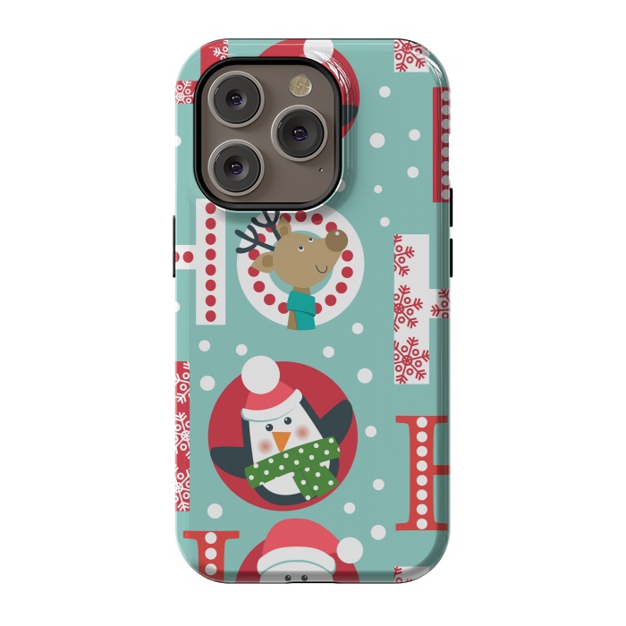 iPhone 14 Pro StrongFit Christmas Pattern with Santa Deer Penguin and Snowman by ArtsCase