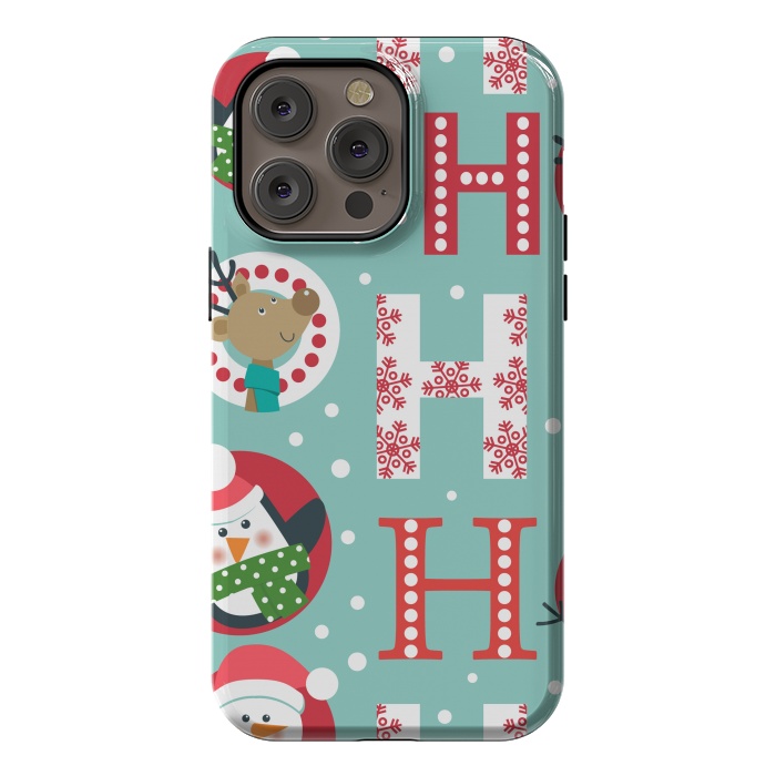 iPhone 14 Pro max StrongFit Christmas Pattern with Santa Deer Penguin and Snowman by ArtsCase