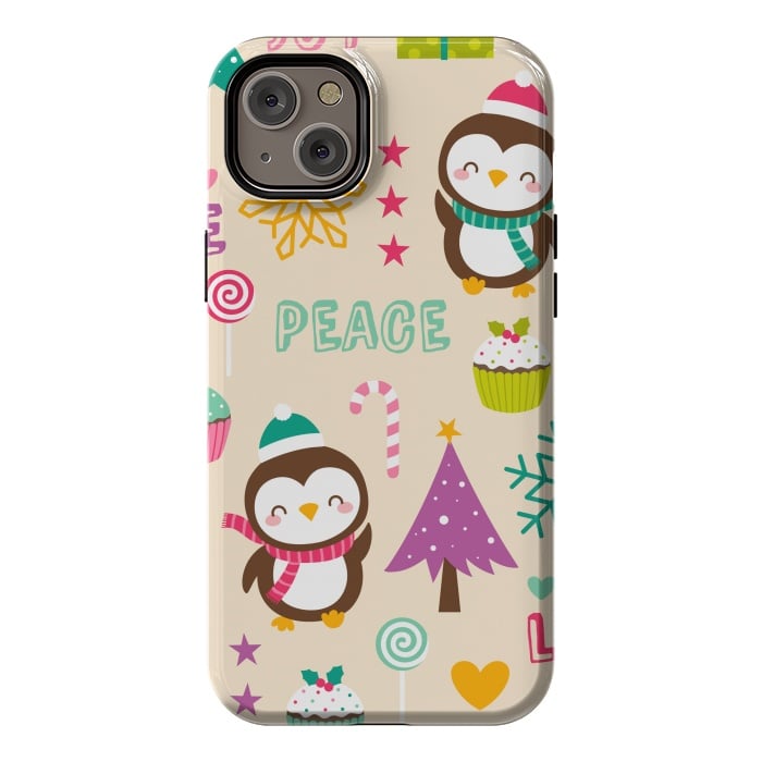 iPhone 14 Plus StrongFit Colorful Cute Penguin and Pecorative Elements for Christmas by ArtsCase
