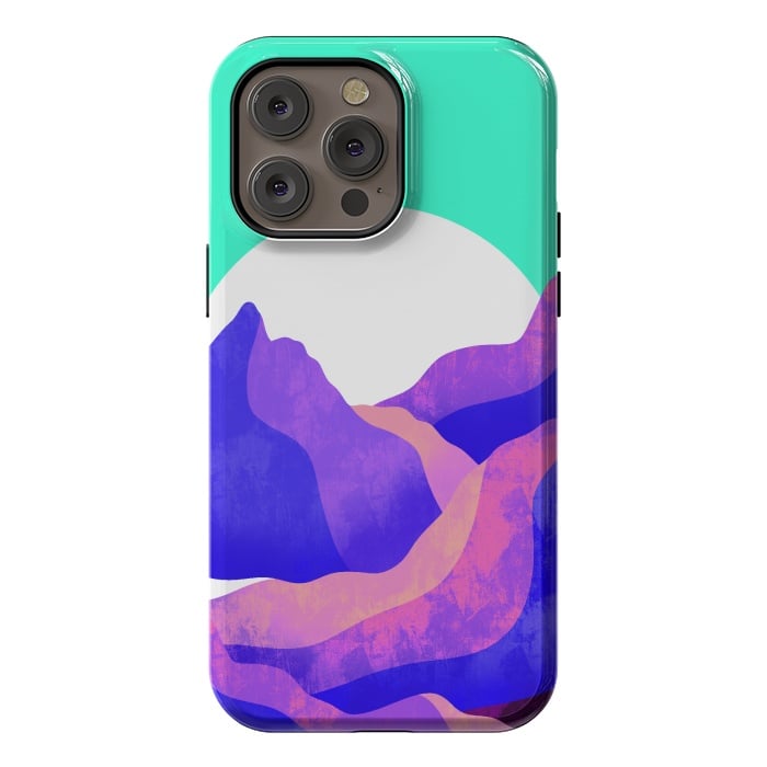 iPhone 14 Pro max StrongFit Purple textured mountains by Steve Wade (Swade)